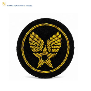 Premium <b>Gold</b> Thread Uniform Embroidery <b>Badges</b> Custom Logo Fine Stitch Decorative Apparel Accessories Elegant Finish - Product Image 1