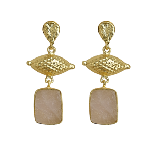 Pendientes Geométricos Chapados en Oro con Incrustaciones de Piedras Naturales, Estilo Boho Chic, Joyería de Moda para Mujer - Product Image 1