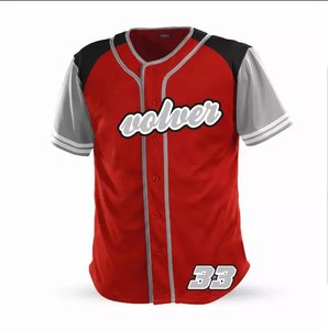 Camiseta de Béisbol Volver para Hombre, Roja, Sin Mangas, con Botones al Frente, 100% Poliéster Transpirable, Diseño a Cuadros, Nombre del Equipo Impreso, Número 33 - Product Image 4