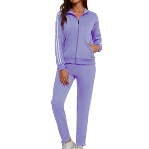 Women <b>Tracksuit</b> 2 Piece Set Purple Full Sleeve Zipper Front Casual Sportswear With Side Pockets Spring Wear Workouts <b>Tracksuit</b> - Product Image 6