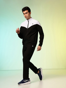 <b>Men's</b> Black <b>White</b> Color Blocking Tracksuit Set Full Sleeve Zipper Jacket Pants Sporty Regular Fit Breathable Tracksuit <b>Men</b> OEM - Product Image 5