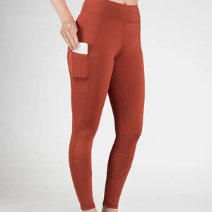 Leggings de yoga taille haute pleine longueur avec poches, respirants, en Spandex et Nylon, sans coutures, couleur unie - Product Image 3