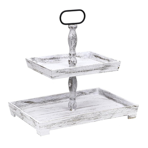 Modern 2-Tier <b>Wooden</b> Rectangular Double-Deck Cupcake Stand Farmhouse <b>Decor</b> Party Pastry Display Stand Wholesale <b>Cheap</b> Price Sale - Product Image 1