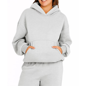 Ensemble de jogging pour femme de haute qualité, couleur gris, taille oversize, 2 en 1, léger, manches longues, pull-over, poche latérale - Product Image 3