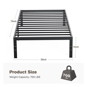 Heavy Duty Metal <b>Twin</b> <b>Bed</b> <b>Frame</b> with Storage 14 Inch High Sturdy Steel Slats No Box Spring Needed Minimalist Design - Product Image 5