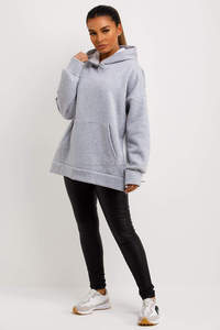 Sweat à capuche gris pour femme, grande taille, longueur intégrale, anti-plis, respirant, 100 % coton molletonné, idéal pour l'entraînement et la gym, excellente qualité - Product Image 2