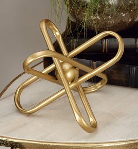 Juego de 2 esculturas de orbe de metal dorado modernas hechas a mano, adorno decorativo de mesa, decoración contemporánea abstracta para el hogar. - Product Image 3