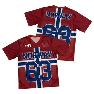 เสื้อฮอกกี้น้ำแข็งนอร์เวย์ แบบยูนิเซ็กซ์ คอวี แขนสั้น พิมพ์ลายแบบซับลิเมชั่น ระบายอากาศได้ดี ผ้าโพลีเอสเตอร์ตาข่าย ซึมซับเหงื่อ ใส่สบายในฤดูร้อน - Product Image 1