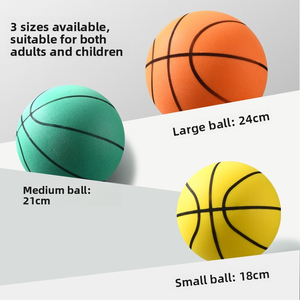 ลูกบาสเก็ตบอล PU แบบยืดหยุ่น ขนาด 18 ซม. 21 ซม. 24 ซม. มีสีเหลือง เขียว ส้ม เหมาะสำหรับผู้ใหญ่และเด็ก - Product Image 1