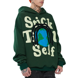 Fabricante mayorista de sudaderas con capucha personalizadas para hombre, de 450 g/m², estilo oversize, con estampado puff, para ropa urbana de invierno. - Product Image 1