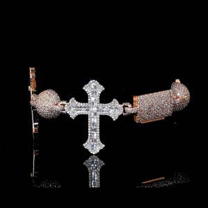 Custom Cross Fine Chain Link Bracelets <b>Men</b> IGI Certified VVS Moissanite Diamond Hip Hop Style Rose Gold Fine Jewelry Gift - Product Image 3