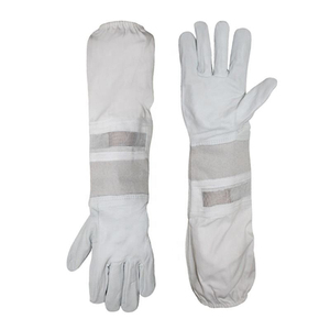 Honey Bee Keeping Work Gloves Long Sleeve Beekeeping Gloves Anti Bee Sting <b>Proof</b> Canvas Safety Gloves Fully Palm Cowhide Leather - Product Image 1
