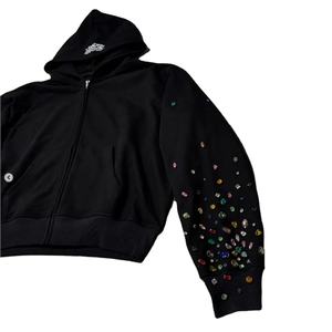 เสื้อฮู้ดผู้ชายประดับด้วยอัญมณีหลากสีสัน เสื้อสเวตเชิ้ตแฟชั่นสวมหัว สไตล์ลำลอง สตรีทแวร์ ทรงหลวม สวมใส่สบาย - Product Image 3