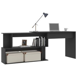 Escritorio de esquina de madera de ingeniería gris 78,7 "x 19,7" x 29,9 "para uso en computadora - Product Image 3