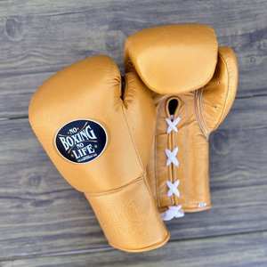 Set de Guantes de Boxeo Personalizables 'No Boxing No Life', Cuero Vacuno, Acolchado de 4 Capas, Cierre con Cordones, Agarre Grueso Antideslizante, Rápido - Product Image 2