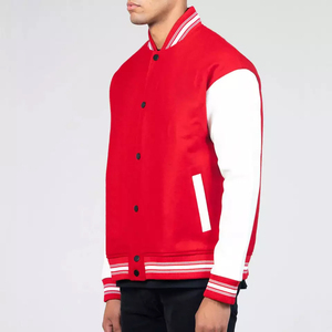OEM Custom Men's Vintage Baseball <b>Leather</b> Varsity <b>Jacket</b> with Stand Collar and Chenille Patch High Street Style for <b>Winter</b> - Product Image 2