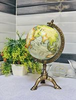 Globe terrestre vintage en laiton fait main de qualité supérieure, impression numérique, support trépied en métal, décoratif, éducatif, durable, élégant, pour table