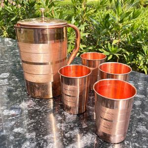 Decorative Copper <b>Jug</b> and Tumbler Set with Health Benefits for Daily <b>Drinking</b> and Gift Purposes - Product Image 6