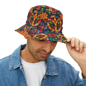 Floral Print Bucket Hat Unisex Casual Summer Hat Polyester Canvas Digital Printing Pattern Adult Style - Product Image 5