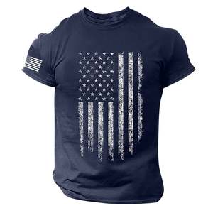 T-shirt à manches courtes pour hommes One Nation God 250 Years Blessings American Flag Cross, coupe régulière, en coton, décontracté, respirant, 300g - Product Image 4