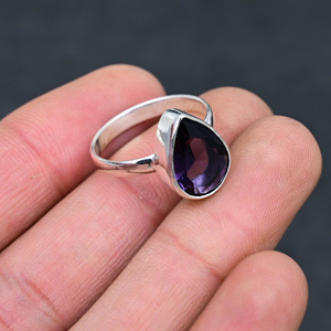Gorgeous Hot Selling Faceted Amethyst <b>Ring</b> Handmade <b>925</b> Sterling <b>Silver</b> Plated Pear Luxury Premium Grade Vintage Jewelry - Product Image 3