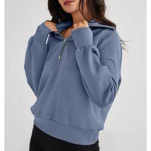 Sweat-shirt tricoté pour femme, personnalisé avec logo, style sportswear décontracté streetwear, épaules tombantes, respirant, écologique, OEM - Product Image 3