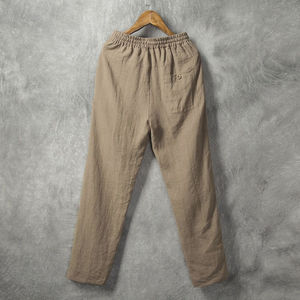 Men's Comfortable Casual <b>Trouser</b> 100% Cotton Breathable Quick Dry Drawstring Mid Waist Lightweight <b>Summer</b> OEM ODM Customizable - Product Image 2