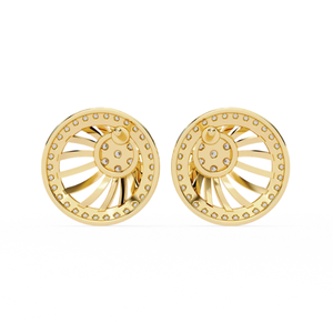 Pendientes SOLITAIREKART con Diamante Natural de 0.38ct con Halo Sunlit, Color HI, Claridad VS-SI, Oro Amarillo de 14 Quilates - Product Image 4