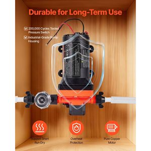 Pompa Acqua 12V DC per Camper 5 GPM (18.9 L/min) a 4 Camere Autoadescante a Membrana con Pressostato Automatico 70 PSI Max per Uso Marino - Product Image 5