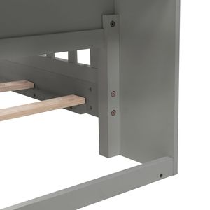 Letto in Legno di Pino con Luce LED a Sensore di Movimento, Sponde di Sicurezza e Libreria Integrata, Testiera Grigia - per Bambini - Product Image 5