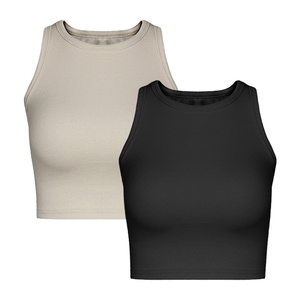 Conjunto Deportivo de Top Corto Liso y Pantalones Cortos con Cintura Elástica, Material Ligero, Nueva Colección en Oferta - Product Image 1