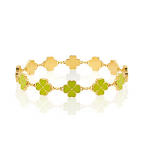 Pulsera de metal con dijes personalizados con el logotipo del fabricante, trébol de cuatro hojas, amuleto de la suerte para mujer - Product Image 3