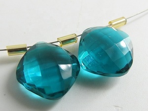 ต่างหูพลอยคริสตัลทรงหยดน้ำทำจากแก้วทรงนกยูงสีน้ำเงิน - Product Image 3