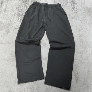 <b>Wholesale</b> Design Streetwear Double Waist Acid Wash Sweat Pants 100%Cotton Oversized Dark Grey Wide Leg <b>Flared</b> Baggy <b>Sweatpants</b> - Product Image 2