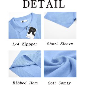 Polos de punto para hombre 2025, camisa de Golf informal de manga corta con cremallera de cuarto, camisetas elásticas de verano con cuello ajustado - Product Image 5