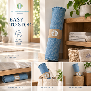 One Universe Mantra The Lotus Collection - Tapete de Yoga Azul de Algodón Antideslizante - Product Image 4