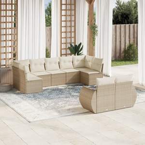 Conjunto de Sofá de Jardín de Ratán Sintético PE Beige con Estructura de Acero con Recubrimiento en Polvo, 100% Poliéster, Muebles Duraderos y Elegantes - Product Image 1