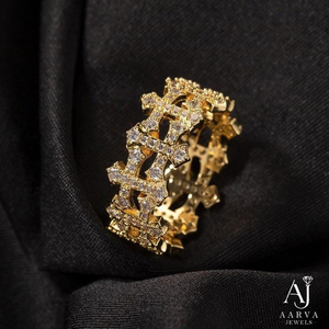 Bague Hip Hop en Argent 925 Plaqué Or et Rhodium avec Croix Moissanite et Zircons Cubiques pour Homme, Bijou de Mariage et de Fête - Product Image 1