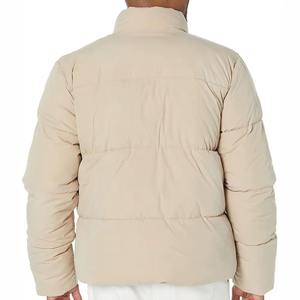 Veste matelassée beige pour homme, col montant, coupe-vent, fermeture éclair, style décontracté, vêtement d'hiver, coupe régulière, rembourrage en polyester - Product Image 3