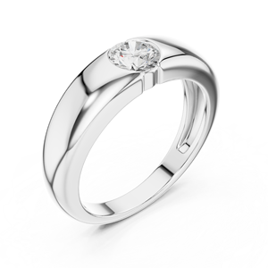 Bague en or blanc 10K de luxe classique sertie de diamants de laboratoire taille ronde sous monture closée, plaquée rhodium, moins d'un carat, or rose, blanc, jaune - Product Image 2