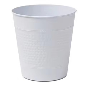 Black Metal Trash Can Storage Bucket Cylindrical Geometric Pattern Decorative Indoor Outdoor Household Use Waste <b>Bin</b> - Product Image 2
