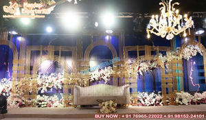 Cadre de portail floral en métal doré, décoration de cadre de portail en fer forgé pour la décoration de mariage, vente en gros de décoration de portail en métal pour mariage, États-Unis - Product Image 6