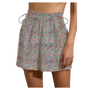 New Stylish Women Full Cotton Elastic Waist Drawstring Weekend Shorts <b>Sweet</b> Printed Drawstring Weekend Shorts Pants For Spring - Product Image 5