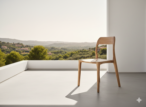 Chaise de salle à manger moderne en teck massif capitonnée, design minimaliste, dossier et assise sans joint pour villa, salle à manger, mobilier de maison - Product Image 2