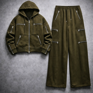 Sudadera con capucha y cremallera de forro polar transpirable, estilo motero, personalizada, unisex, para invierno, con estampado serigráfico, estilo urbano. - Product Image 2