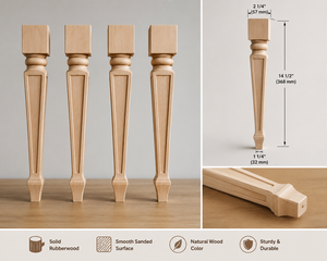 Patas de Mesa de Comedor Modernas de Madera Maciza Resistentes, Postes de Soporte Hechos a Mano Personalizables, Acabado Pulido, para Sala de Estar o Taller - Product Image 2
