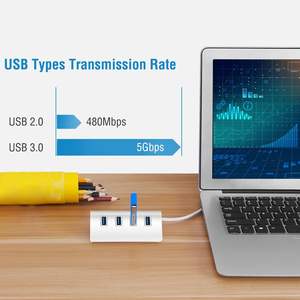 Hub USB 3.0 en aluminium à 4 ports, extension 5 Gbps avec transmission haute vitesse de fichiers, vidéos et données - Product Image 6