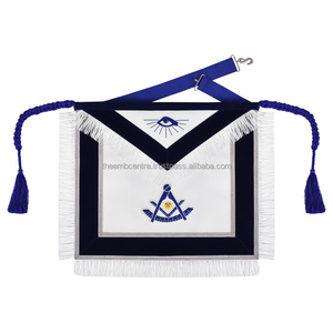 Prix de vente Tablier maçonnique de haute qualité Past Master Blue Lodge-Chenille noire avec tresse doréeBest - Product Image 1
