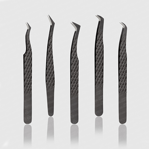 Pince à épiler professionnelle en acier inoxydable faite à la main pour extensions de cils, pointe en fibre à maintien fort, poignée diamantée, outil de beauté expert - Product Image 4