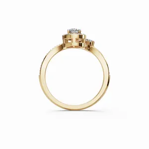 Anillo de Diamantes Cultivados en Laboratorio Whispering Wings, 38 Piezas, Banda Redonda y en Forma de Pera, Certificado IGI, Claridad VVS, Lujoso para Mujer - Product Image 4